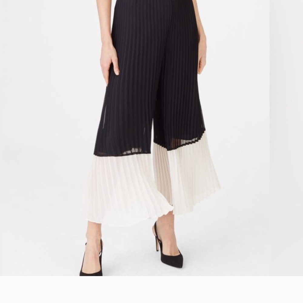 Club Monaco Jessyn Pleated Culotte Pants | Black White Wide Leg Size 0